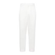 Brunello Cucinelli Vita Veckade Bomullsbyxor White, Herr