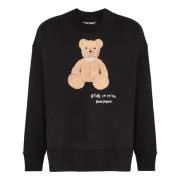 Palm Angels Räfflad Bomull Crew-Neck Sweatshirt Black, Herr