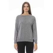 Baldinini Trendig Långärmad Crewneck Tröja Gray, Dam