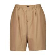 Marni Bruna Ull Bermuda Shorts med Veck Brown, Herr