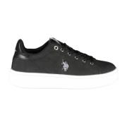 U.s. Polo Assn. Sportiga Svarta Dam Sneakers med Logotyptryck Black, D...