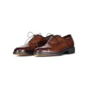 Santoni Läder Oxford Skor med Elastiska Insatser Brown, Herr