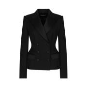 Dolce & Gabbana Dubbelknäppt Blazer Svart Peak Revers Black, Dam