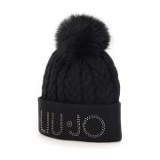 Liu Jo Svart Stickad Pompom-Mössa Black, Dam