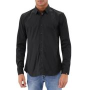 Xacus Svart Slim Fit Klassisk Skjorta Black, Herr