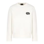 Emporio Armani Vit Tröja Långärmad Broderad Logotyp White, Herr