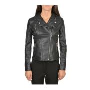 Emporio Armani Svart Biker Imiterat Läderjacka Black, Dam