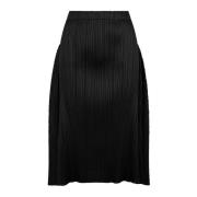 Issey Miyake Veckad Midi Kjol med Utvidgad Detalj Black, Dam