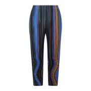 Issey Miyake Veckad Warp Straight Leg Byxor Multicolor, Dam