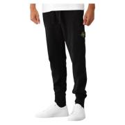 Stone Island Svart Bomullsfleece Cargo Joggers Black, Herr