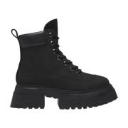 Timberland Svarta Mocka Snörstövlar Black, Dam