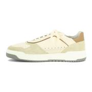 Brunello Cucinelli Basket Sneakers Platta Tygskosnören Beige, Herr