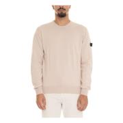 Peuterey Rundhalsad tröja med armlogo Beige, Herr