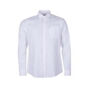 Barbour Linne-bomullsskjorta knapp ned ficka White, Herr