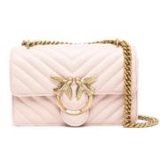 Pinko Matelasse Crossbody Väska i Blush Pink Beige, Dam