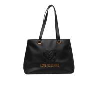 Love Moschino Stilren Shopper Väska med Topp Zip Black, Dam