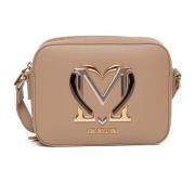 Love Moschino Justerbar Axelrem Liten Väska Beige, Dam