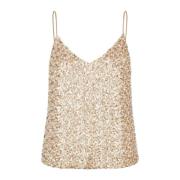 Dea Kudibal Guld Paljett Mesh Camisole Top Yellow, Dam