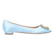 Manolo Blahnik Tyg lgskor Blue, Dam