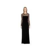 Max Mara Sammet Lång Klänning - Elegant Stil Black, Dam