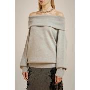 Liviana Conti Kashmirtröja med Off-Shoulder Design Gray, Dam