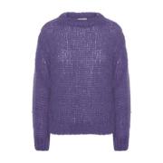 American Dreams Mjuk Alpacka Pullover i Violett Purple, Dam