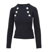 Gaëlle Paris Slim Stickad Crewneck Tröja Black, Dam