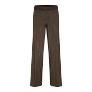 Saint Tropez Glittriga byxor med bred linning Brown, Dam