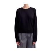 Filippo De Laurentiis Merino Cashmere Silk Rund Hals Tröja Black, Dam