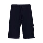 C.p. Company Grön Fleece Shorts med Cargo Ficka Blue, Herr