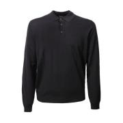 Zanone Svart långärmad slim fit polo Black, Herr