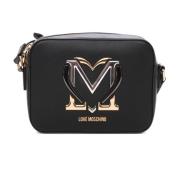 Love Moschino Justbar axelrem liten väska med dragkedja Black, Dam