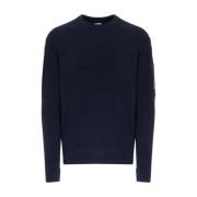 C.p. Company Chenille Crew Neck Stickad Tröja Black, Herr