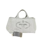 Prada Vintage Pre-owned Canvas handvskor Gray, Dam