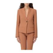 Liu Jo Slim Fit Blazer med V-ringning och knappstängning Brown, Dam