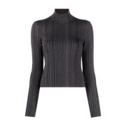 Marc Jacobs Stickad Mockneck Tröja i Svart Black, Dam