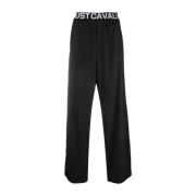 Just Cavalli Leather Trousers Black, Herr