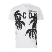 Dsquared2 Palmträd Logo Print T-shirt White, Herr