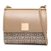 Dkny Beige Läder Crossbody Väska Beige, Dam