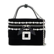 Roger Vivier Sammet Mini Vanity Handväska Black, Dam