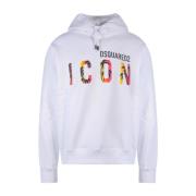 Dsquared2 Tryckt Logga Hoodie White, Herr