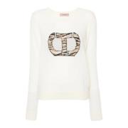 Twinset Mohair Ull Blandning Stickad Tröja White, Dam