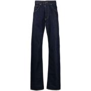 Maison Margiela Blå Straight Jeans med 5 Fickor Blue, Herr