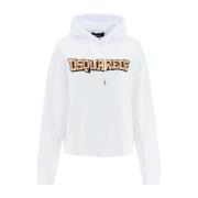 Dsquared2 Tryckt Logga Hoodie White, Herr