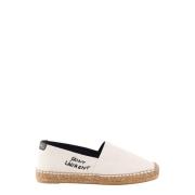 Saint Laurent Beige Canvas Espadrilles Broderad Logotyp Beige, Dam