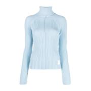 Marc Jacobs Blå Ribbad Turtleneck Tröja Blue, Dam