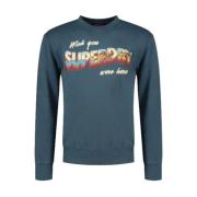 Superdry Travel Postcard Grafisk Sweatshirt Blue, Herr