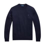 Polo Ralph Lauren Slim-Fit Tvättbar Ull Rundhals Tröja Blue, Herr