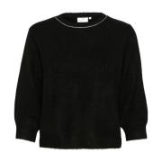 Kaffe Svart Djup Pullover Tröja Black, Dam