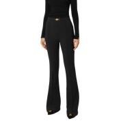 Elisabetta Franchi Svarta Palazzo Byxor i Stretch Crêpe Black, Dam